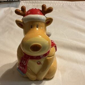 Temp-Tations Yellow Reindeer Figurine with Red Hat and Scarf